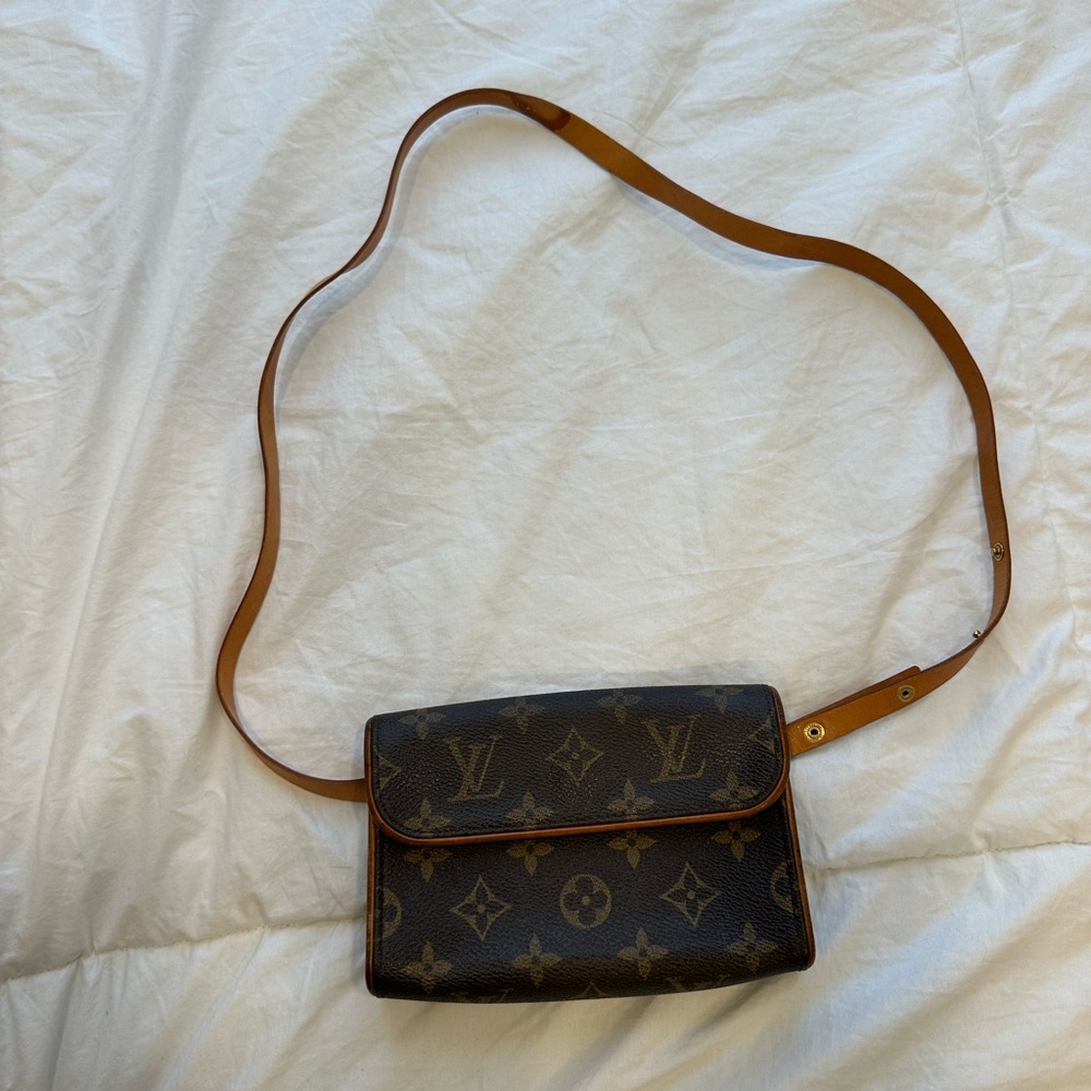 Louis Vuitton Brown Leather Crossbody Bag with Monogram Design